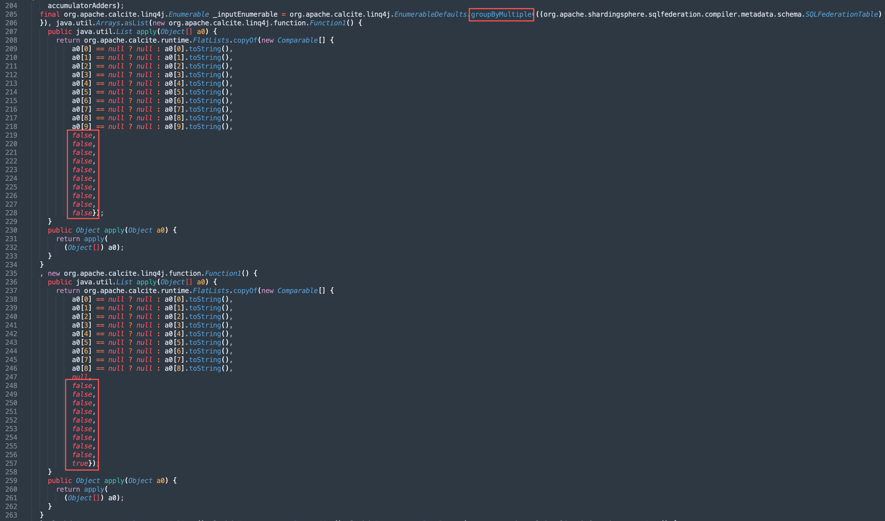 Calcite 生成的执行代码