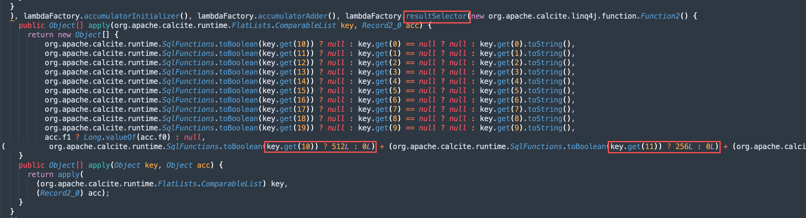 Calcite groupByMultiple resultSelector 执行逻辑
